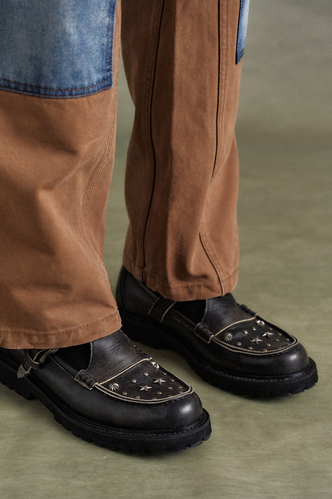 UNISEX WESTERN MARY JANE LOAFERS aaa464u (BLACK)