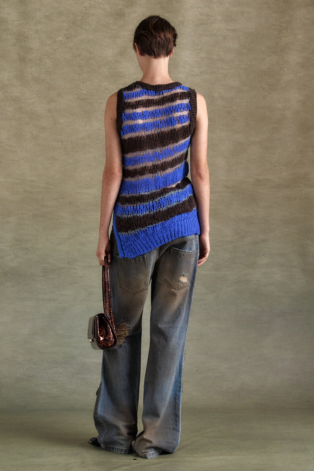 VINTAGE SPRAY DOUBLE WAIST JEANS apa832u (DUSTY BLUE)