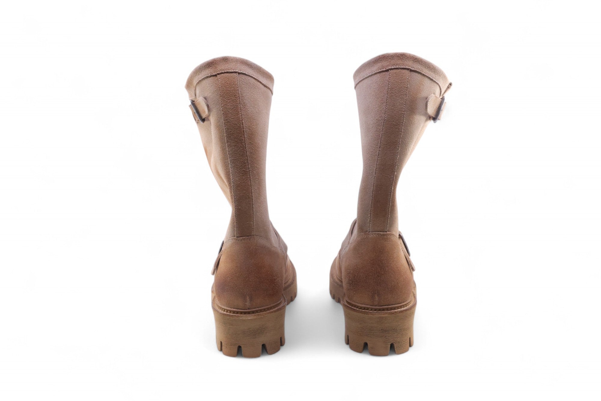 6.5cm Feather Commandosole Suede Engineer Boots Sand