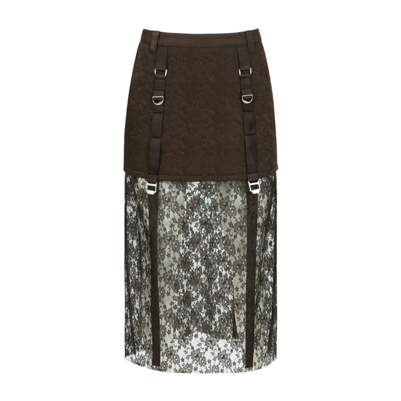 EMBROIDERY PADDED SKIRT apa764w (D/BROWN)