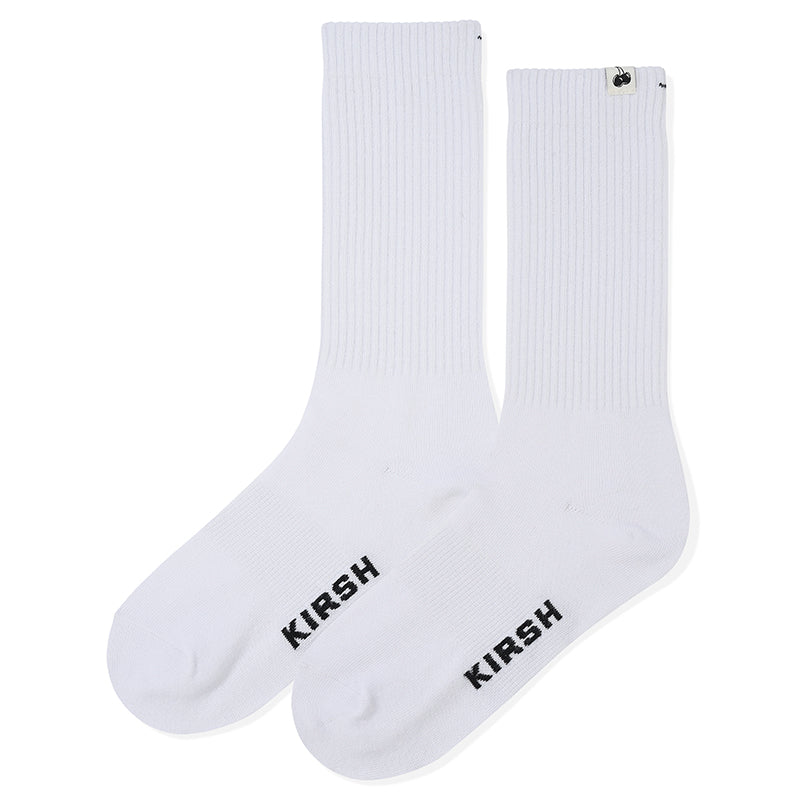 KIRSH PLAIN LOGO SOCKS 2PACK [WHITE]