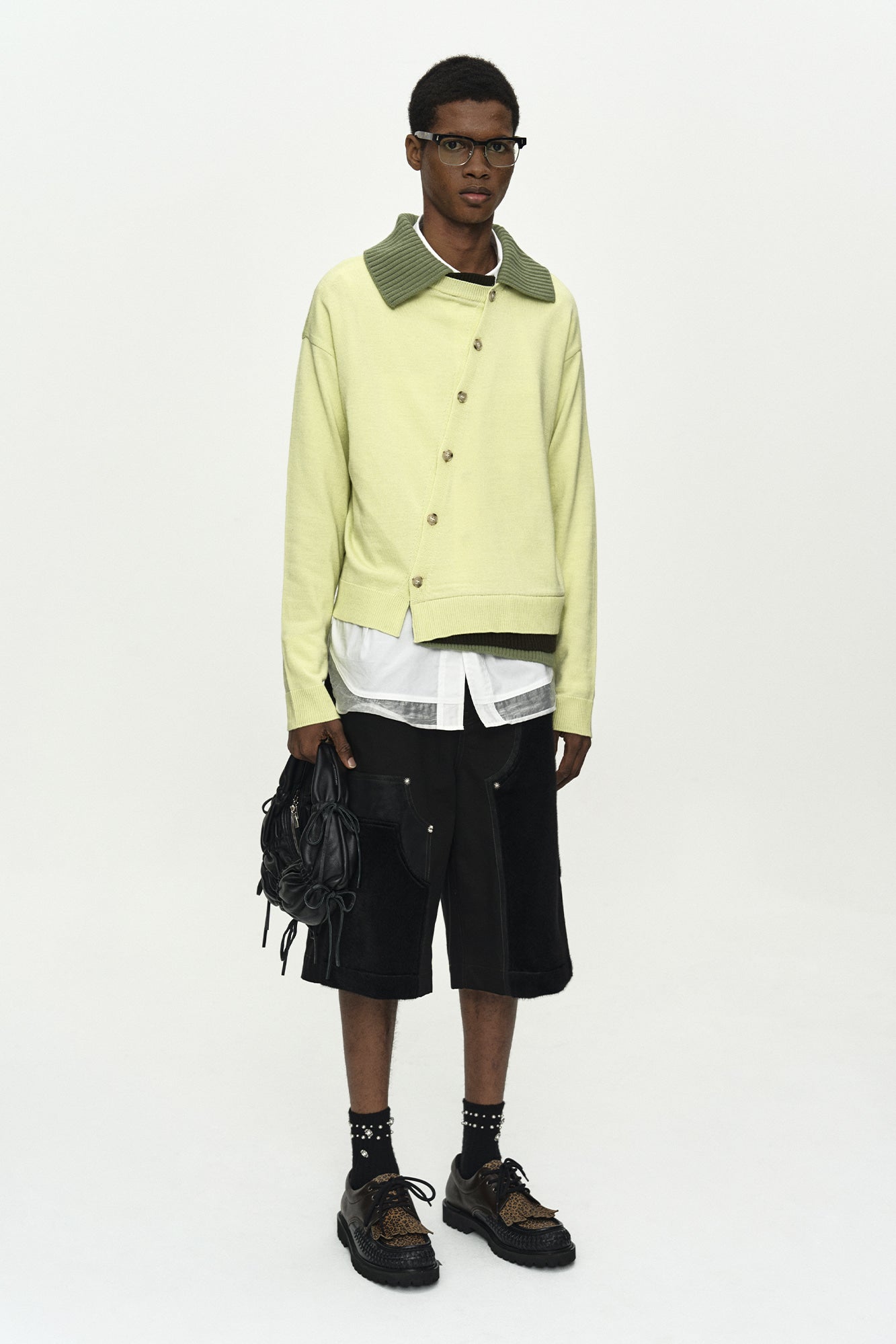 LAYERED COLLAR CARDIGAN atb1428m (LEMON)