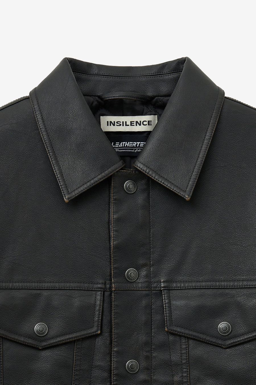 Vintage Faux Leather Trucker Jacket BROWN