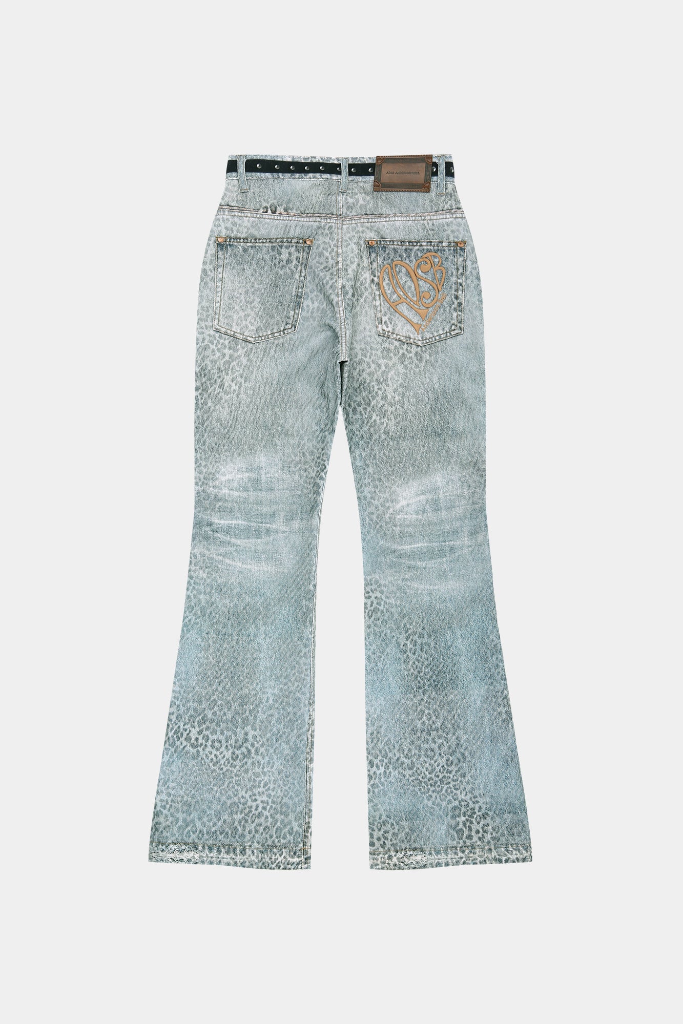 LEOPARD FADE DENIM PRINTED BOOTCUT JEANS apa882w (BLUE)