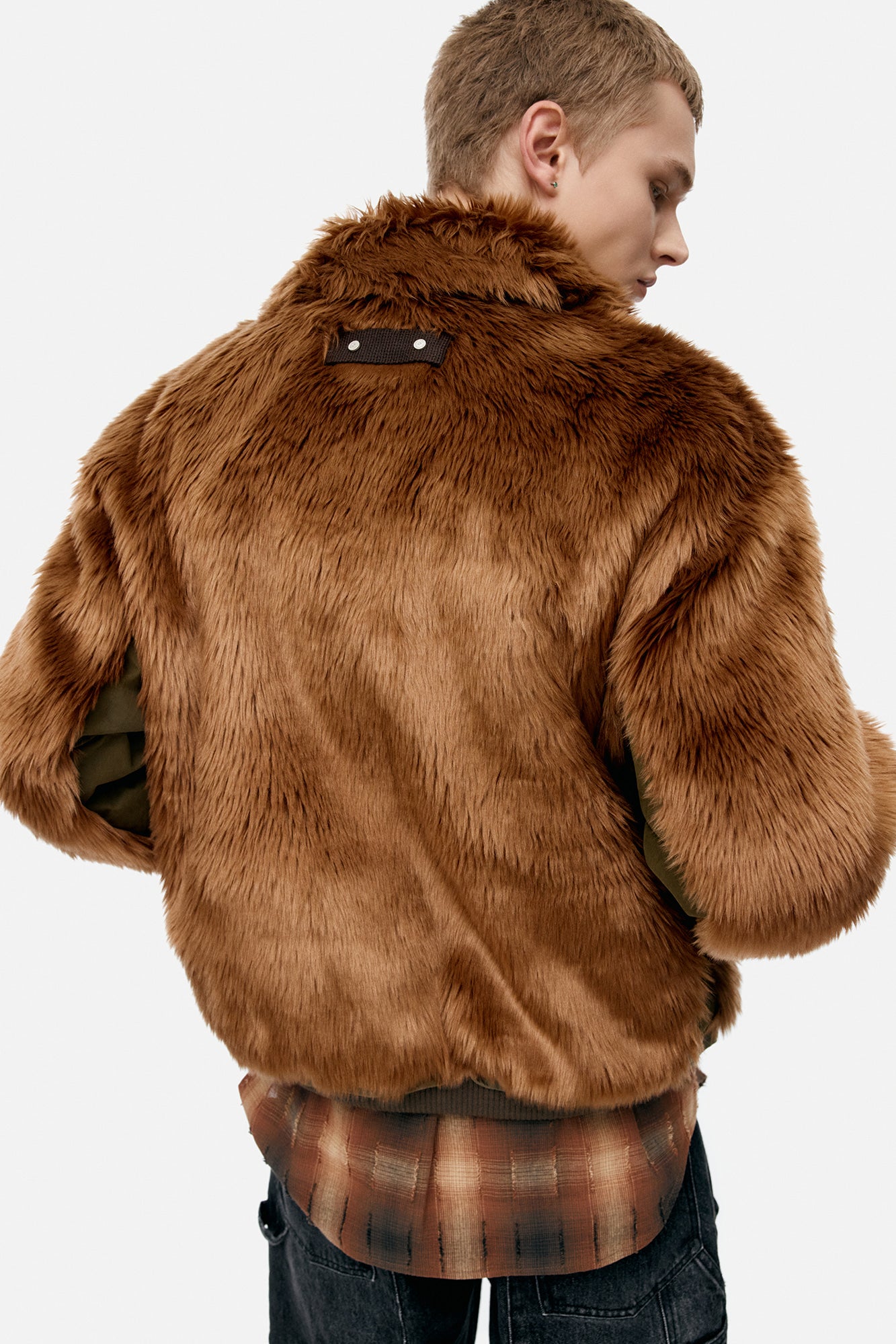 UNISEX FLIGHT FUR BOMBER JACKET awa710u (BROWN)