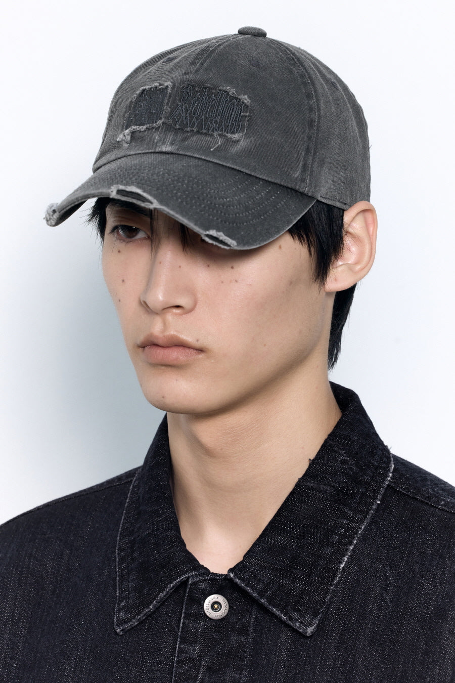 Washed Needlework Cap CHARCOAL
