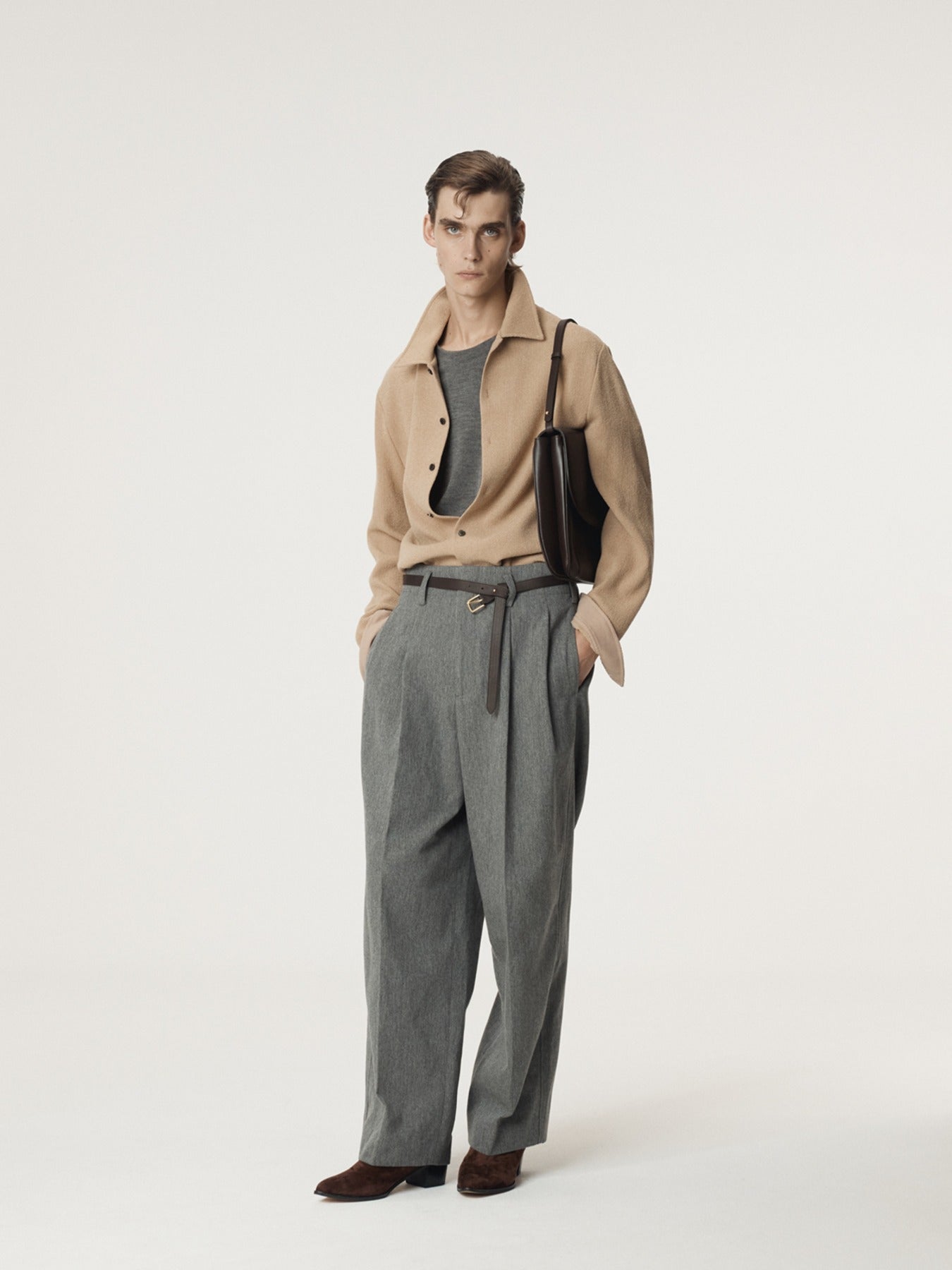WOOL TWEED SOFT SHIRT (BEIGE)