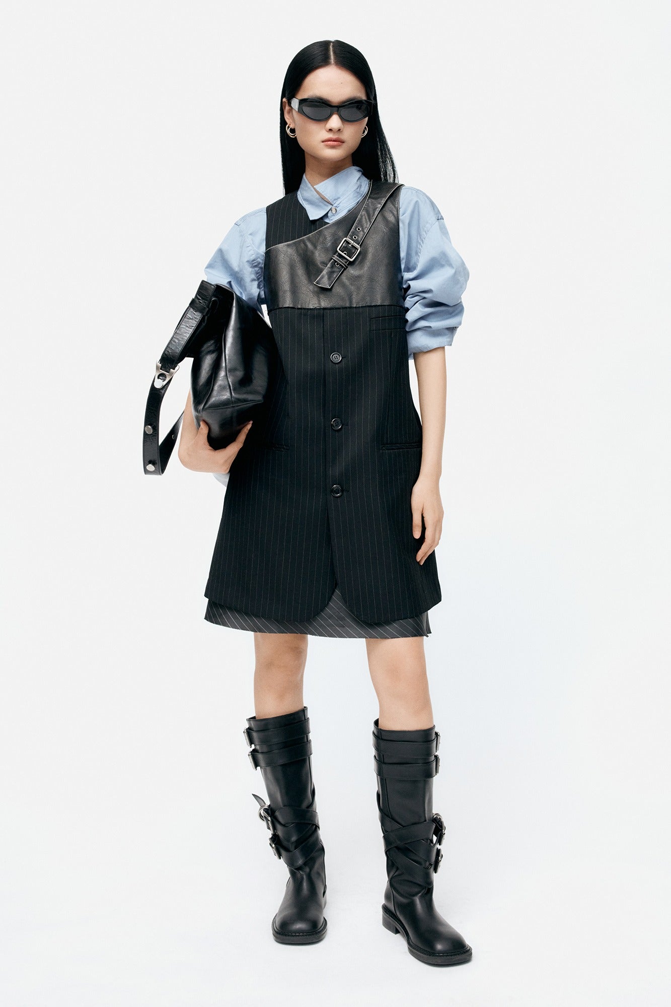 BLAZER CUT SLEEVELESS DRESS atb1396w (BLACK)