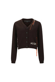 MORGAN HAND STITCHED KNIT CARDIGAN atb1382w(BROWN)