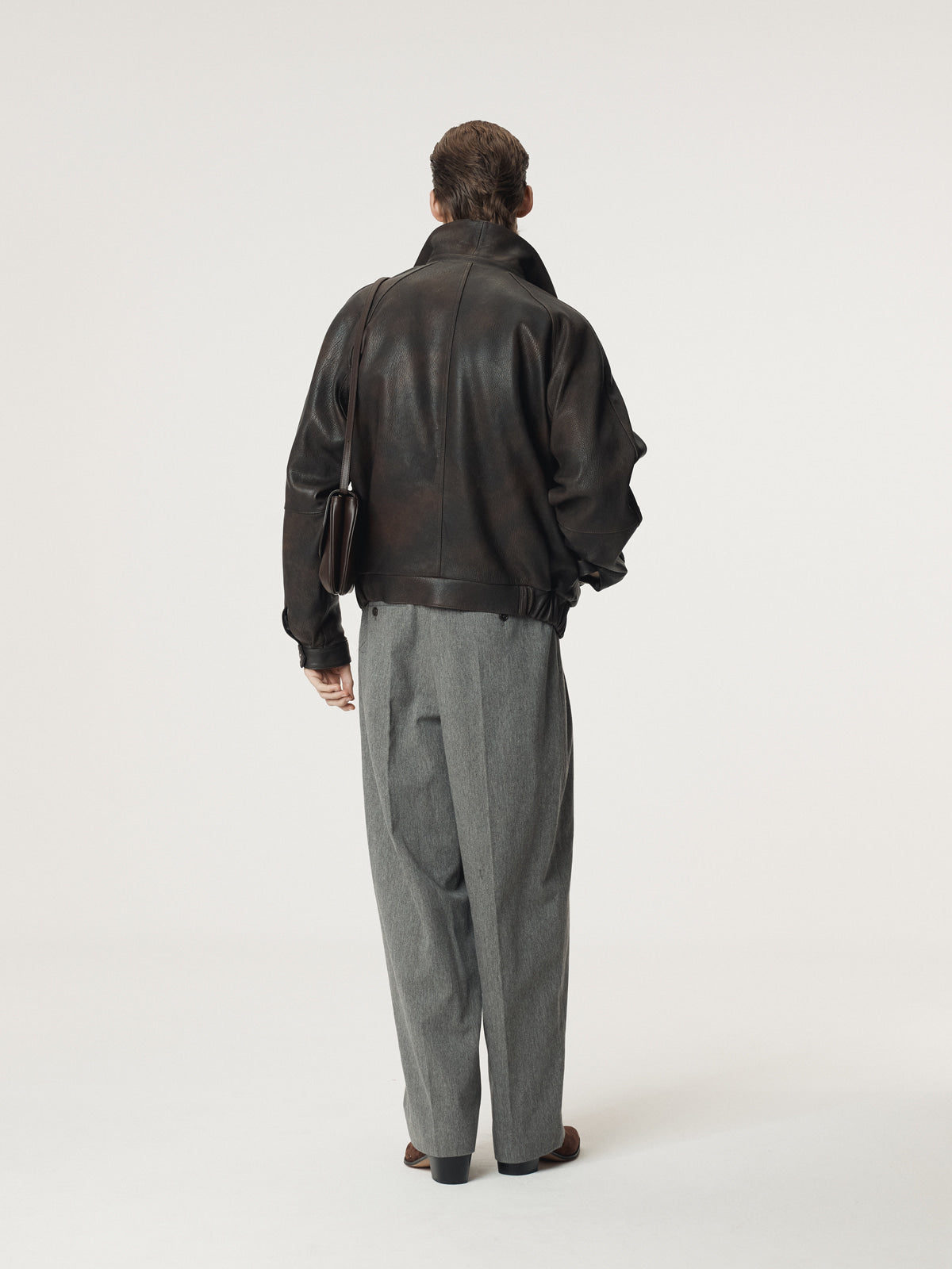 MENS OVERSIZED SHEARING LEATHER JUMPER (VINTAGE BROWN)