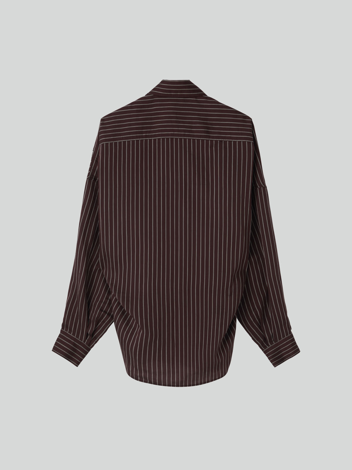 DOUBLE LAYER STRIPE SHIRT (RED BROWN)