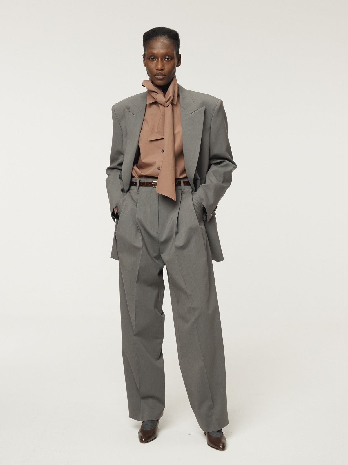 POWDERY COTTON SCARF SHIRT (RUST PINK)