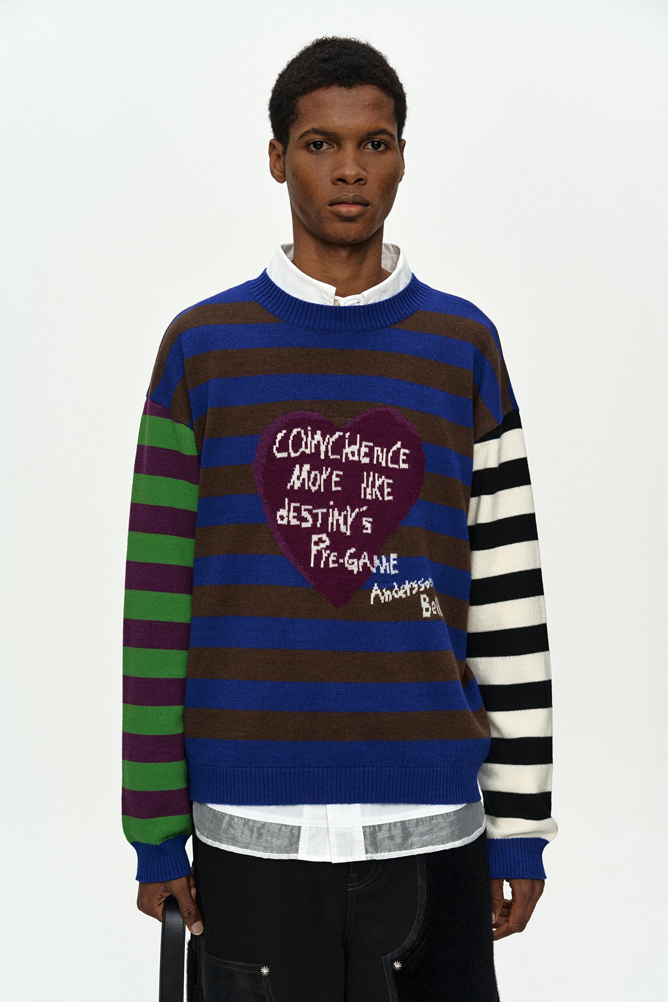 BOY'S HEART MESSAGE CREW-NECK SWEATER atb1453m (BLUE/GREEN)