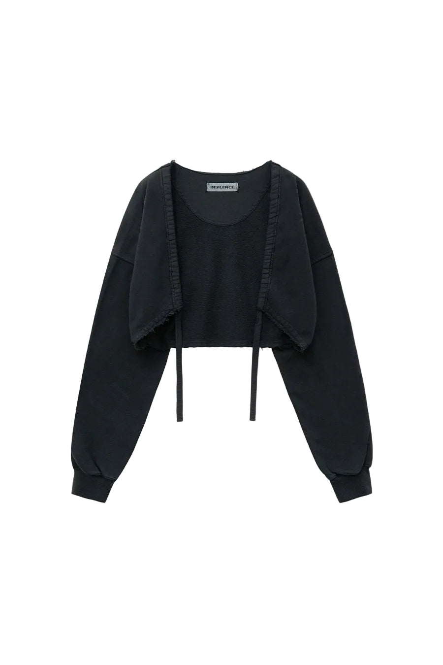 Cut-off Cotton Cardigan WASHED BLACK