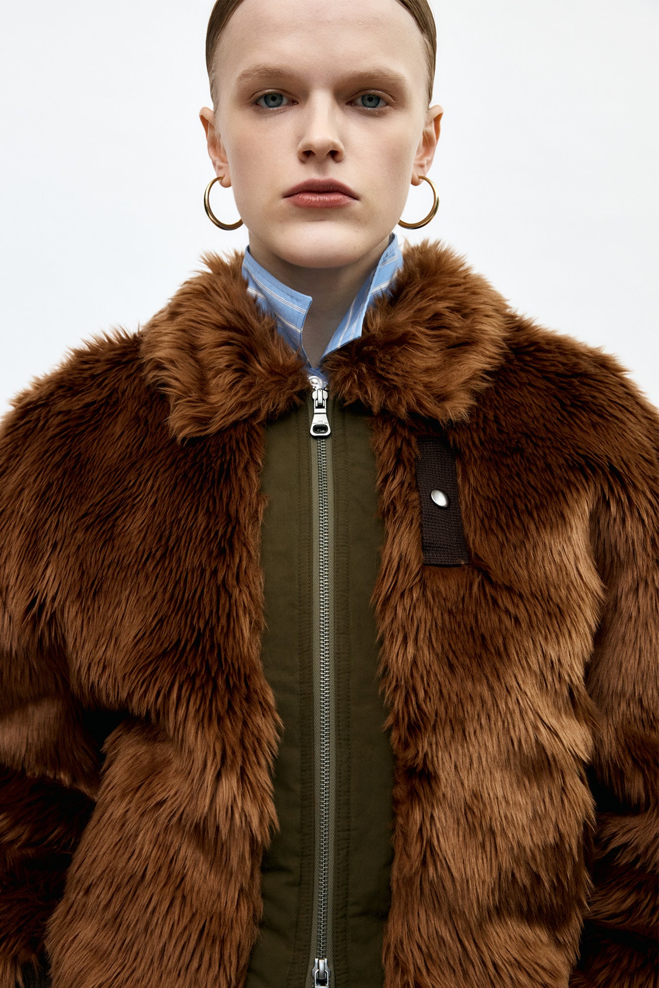 UNISEX FLIGHT FUR BOMBER JACKET awa710u (BROWN)