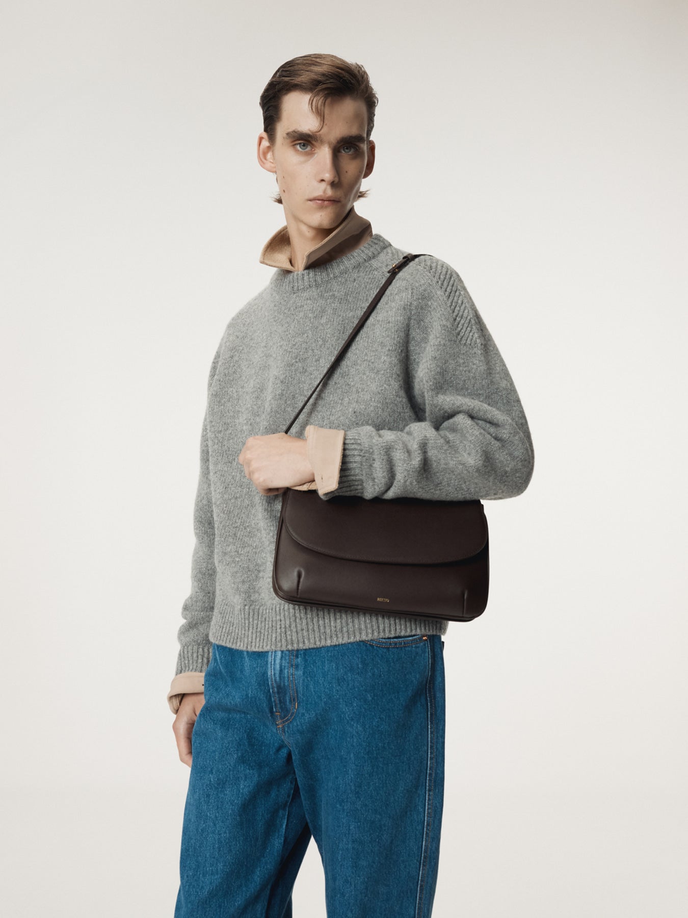 Shetland Wool Knit Top (Melange Grey)