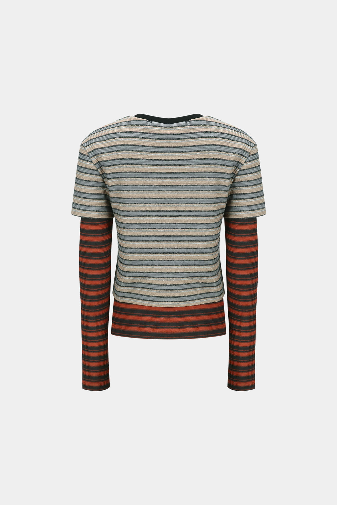 MULTI STRIPE LS T-SHIRTS atb1335w (BEIGE / BRICK)