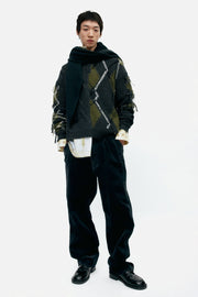 ARGYLE FISHERMAN POLO SWEATER atb1346m (CHARCOAL)