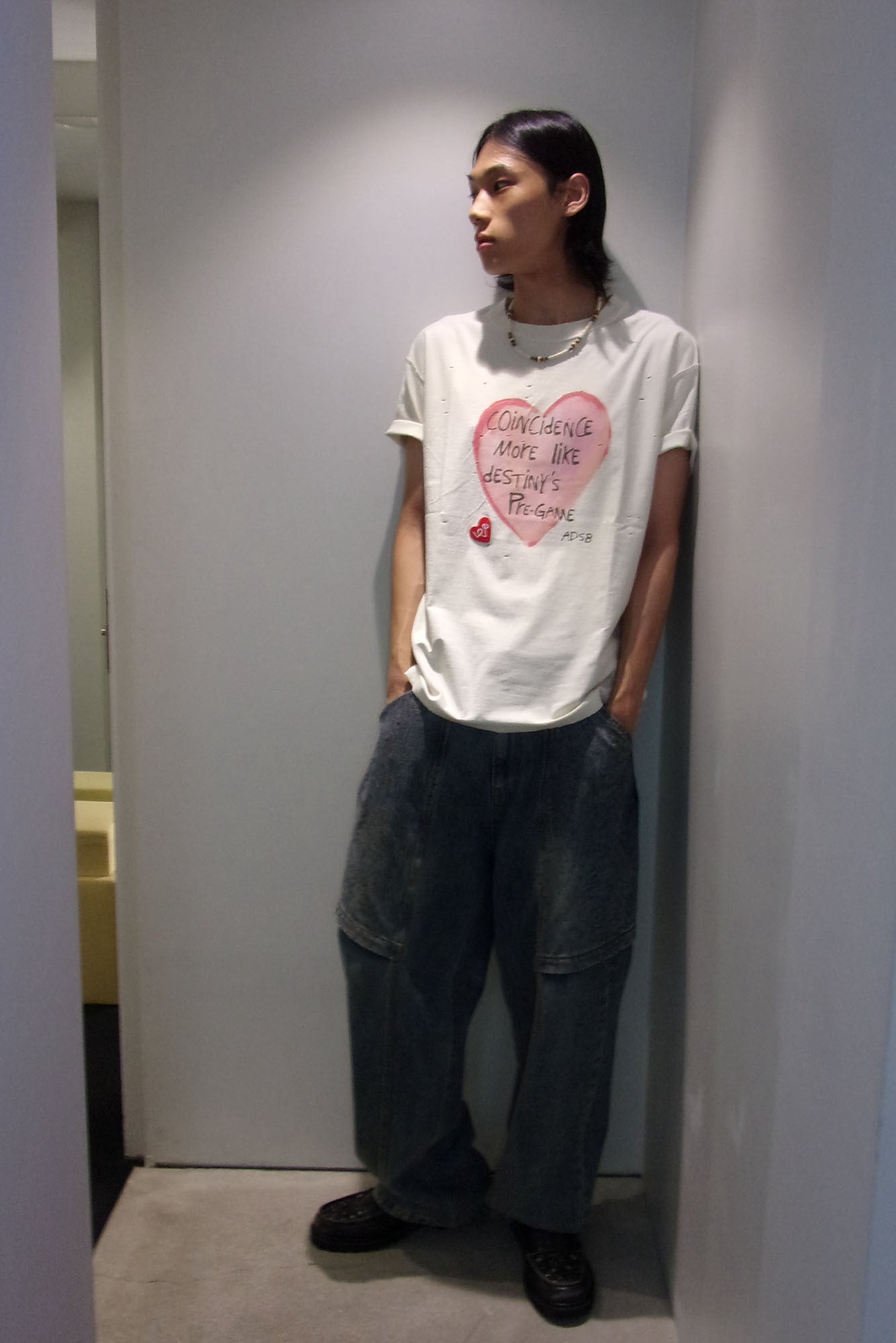 UNISEX HEART MESSAGE T-SHIRT atb1251u (ECRU)