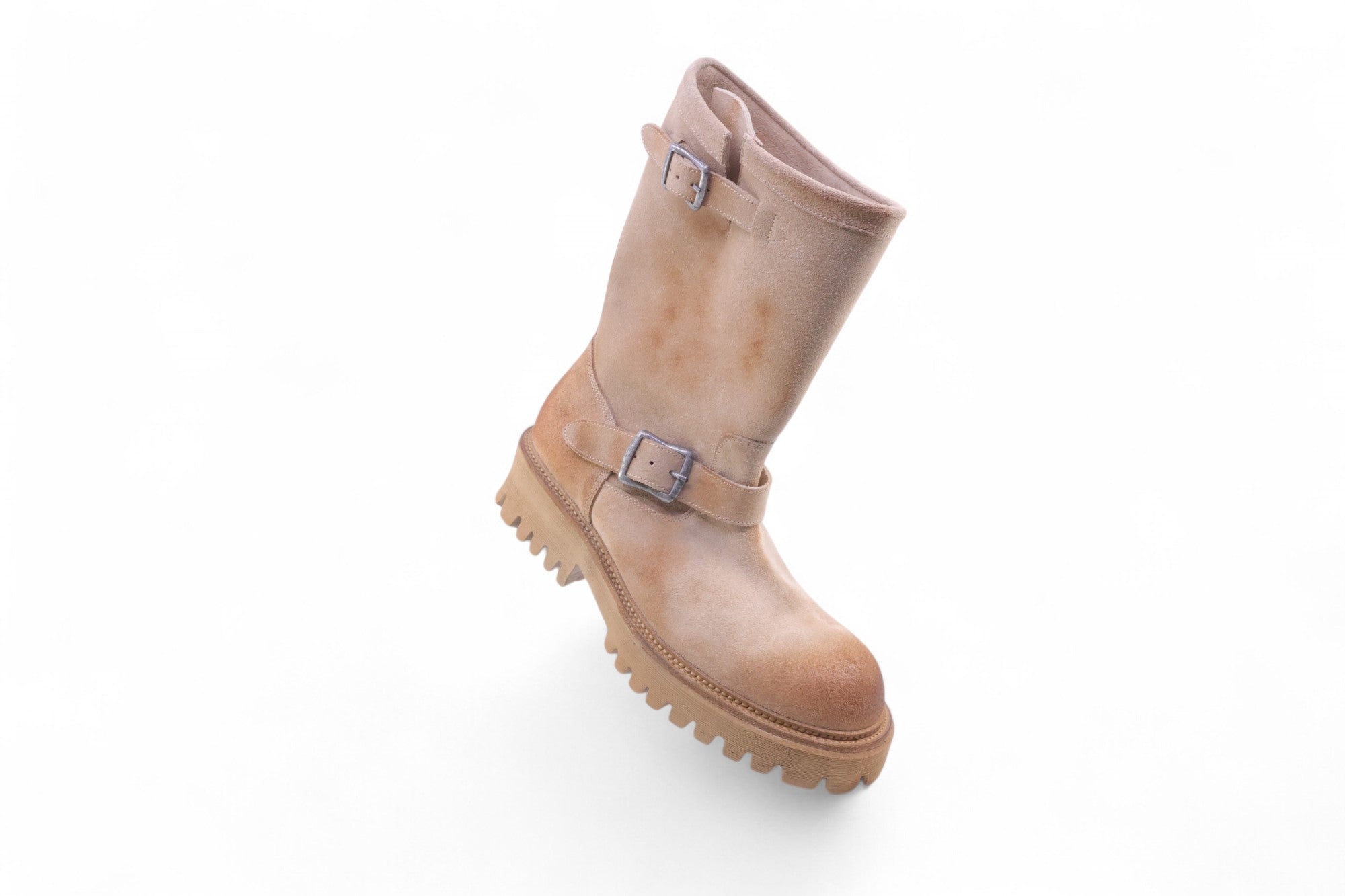 6.5cm Feather Commandosole Suede Engineer Boots Sand