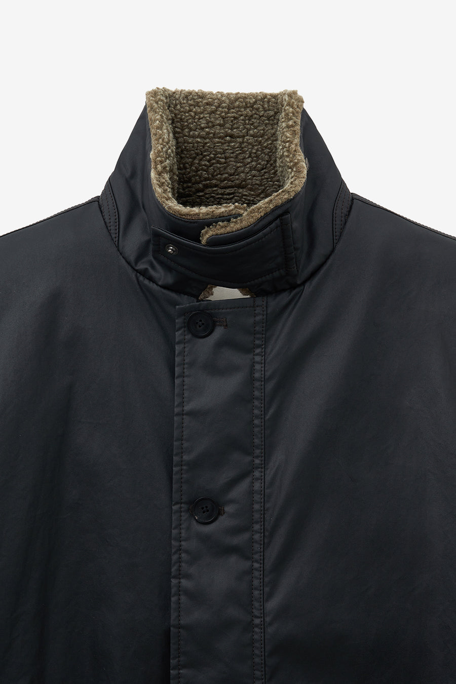 Waxed Cotton Shearling Deck Jacket BLACK