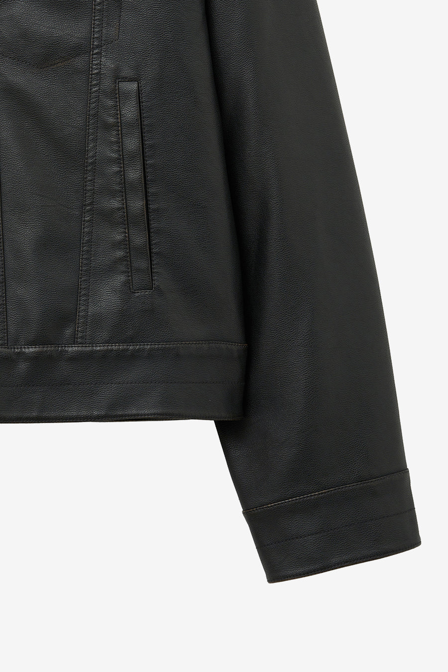 Vintage Faux Leather Trucker Jacket BROWN