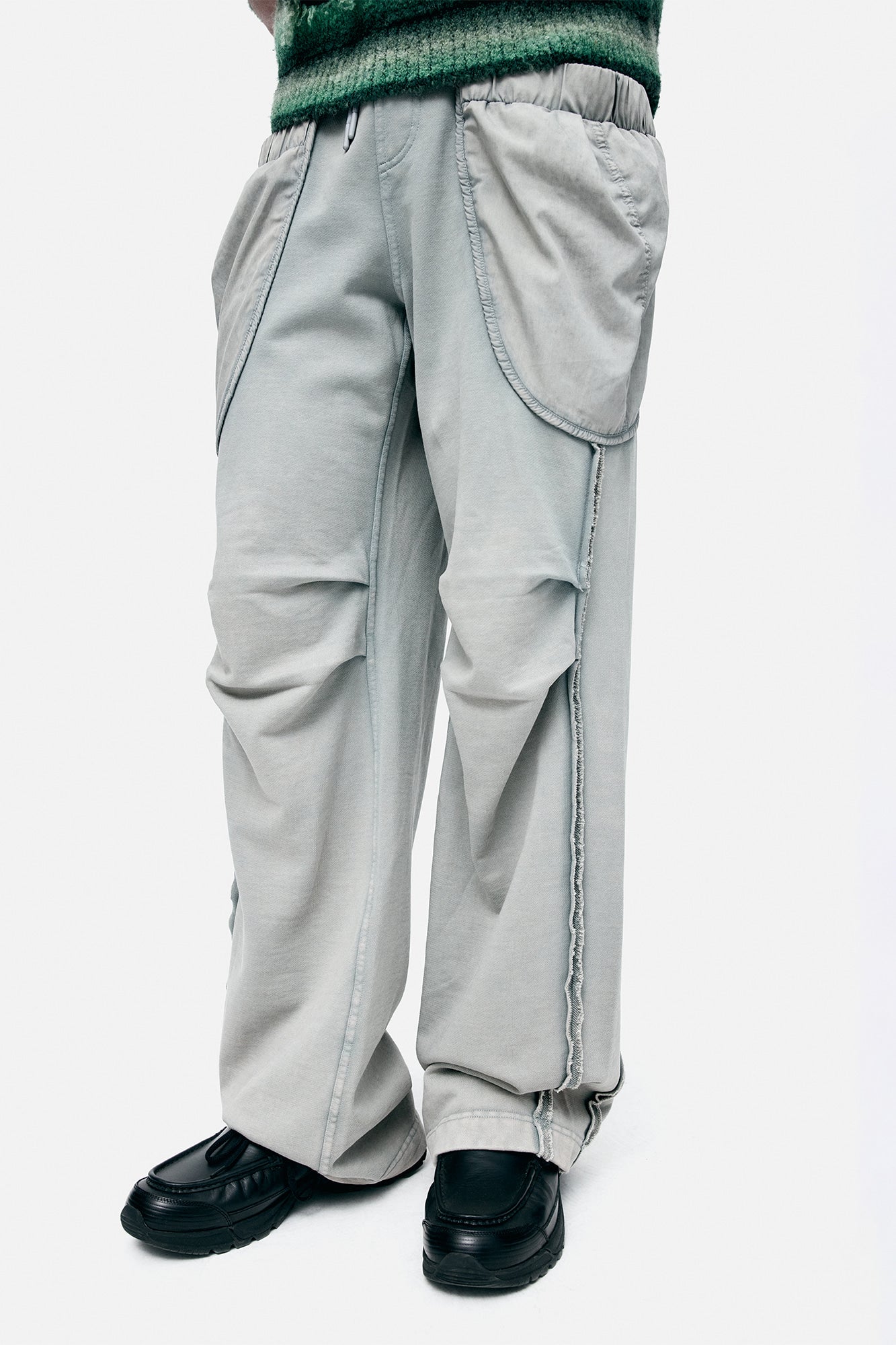 UNISEX LAYERED WIDE-LEG SWEATPANTS apa852u (GREY)