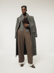 PLEATS LAYERED WOOL PANTS (GREYISH KHAKI)