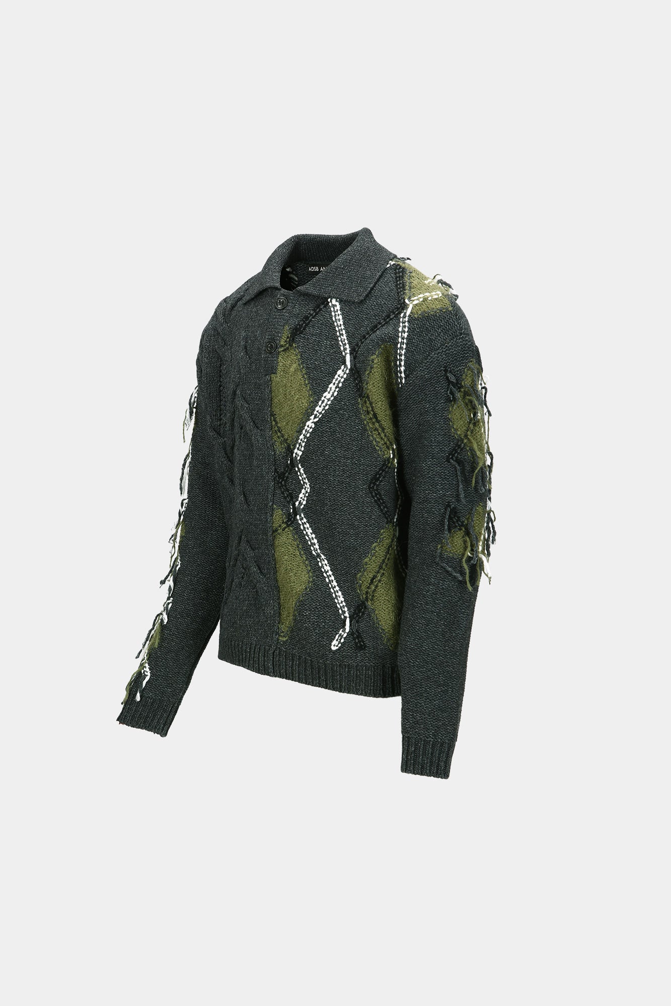 ARGYLE FISHERMAN POLO SWEATER atb1346m (CHARCOAL)