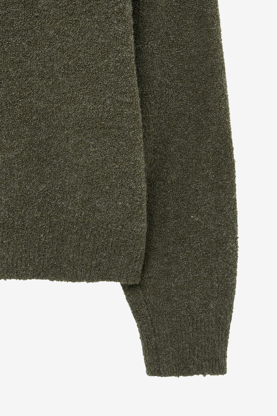 Baby Alpaca Boucle Collar Knit KHAKI
