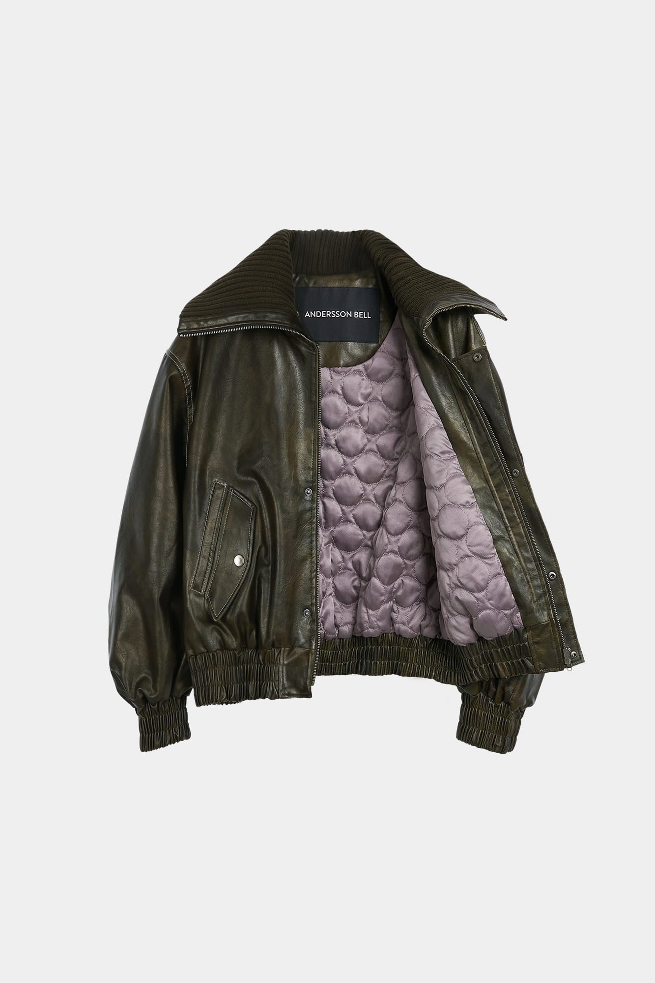 KNIT-COLLAR MA-1 BOMBER JACKET awa756w (KHAKI)