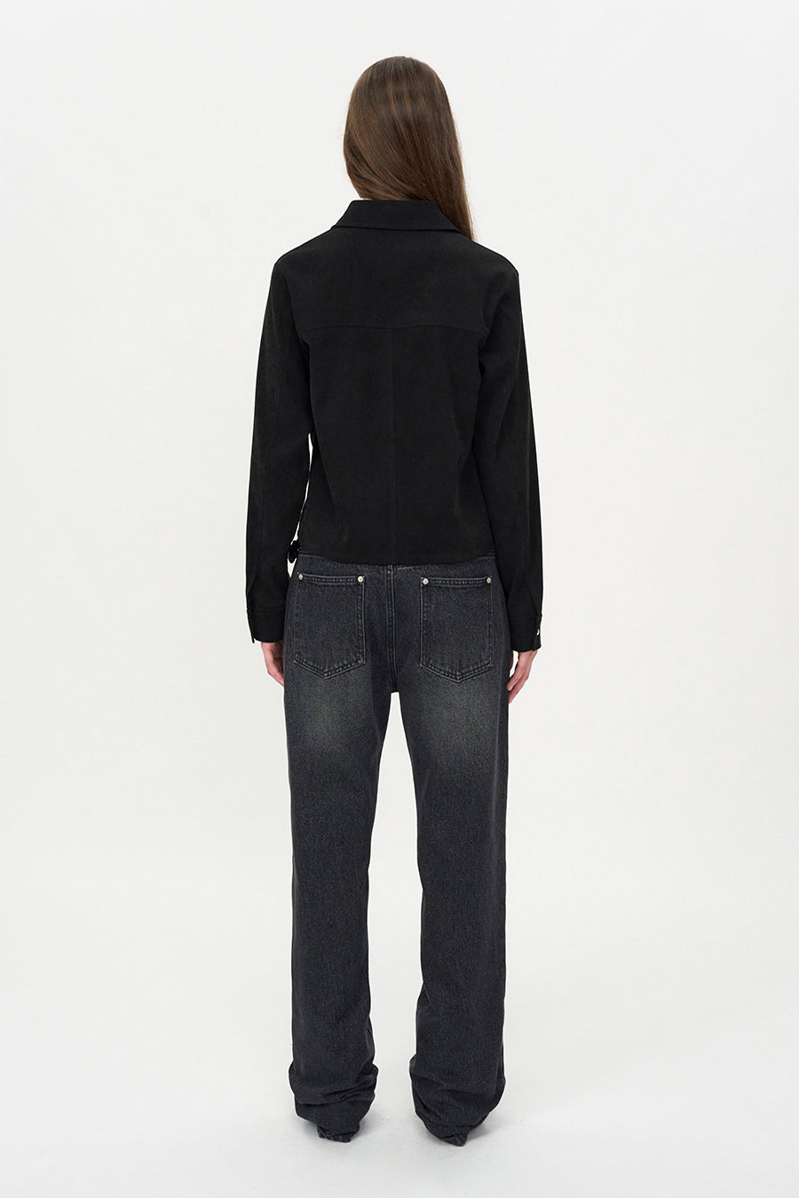 Curving Stud Denim BLACK