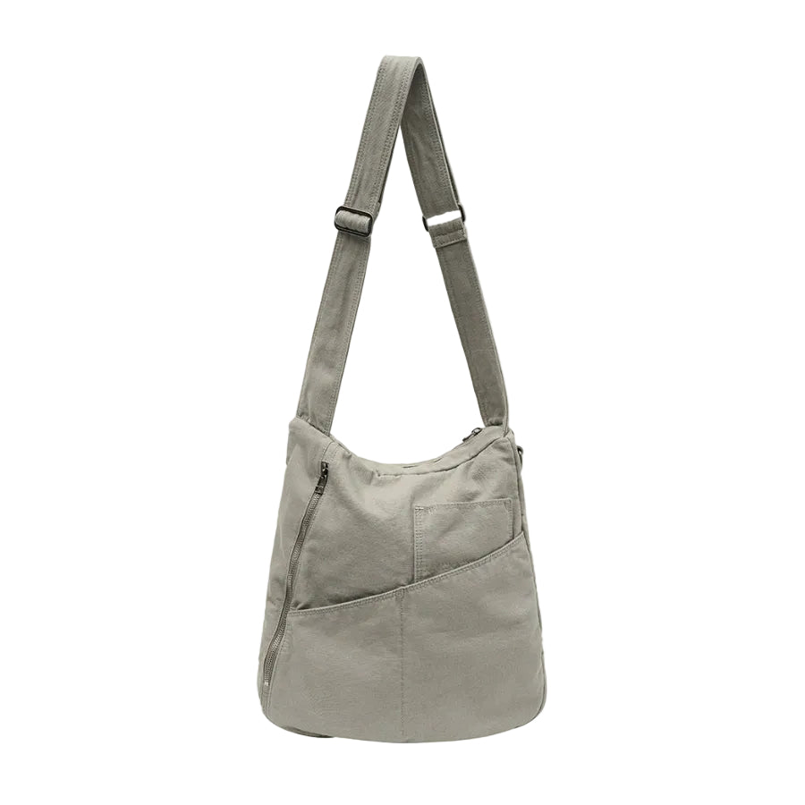 Washed Canvas Crossbody Bag BEIGE