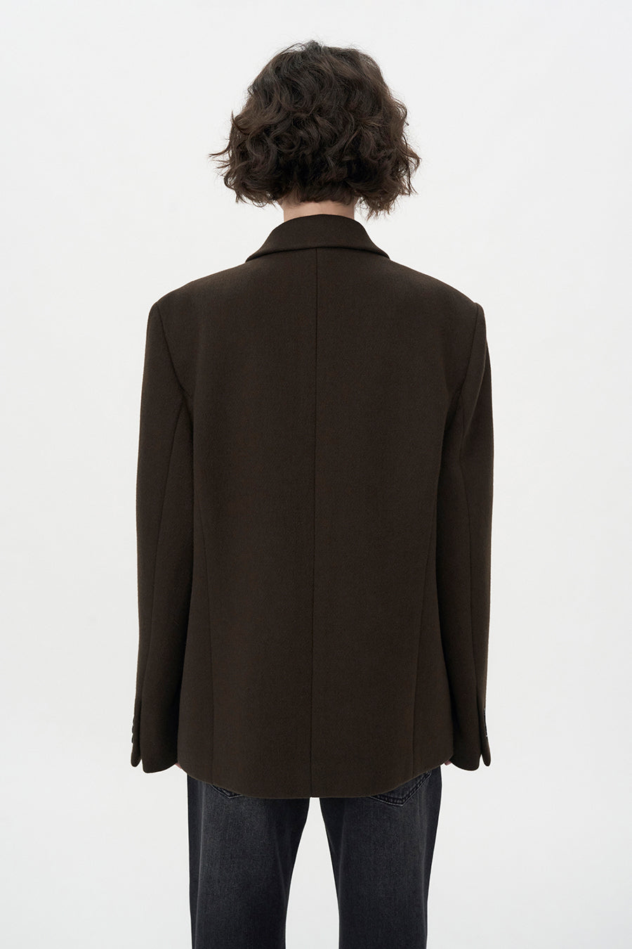 Wool Three-Button Blazer BROWN