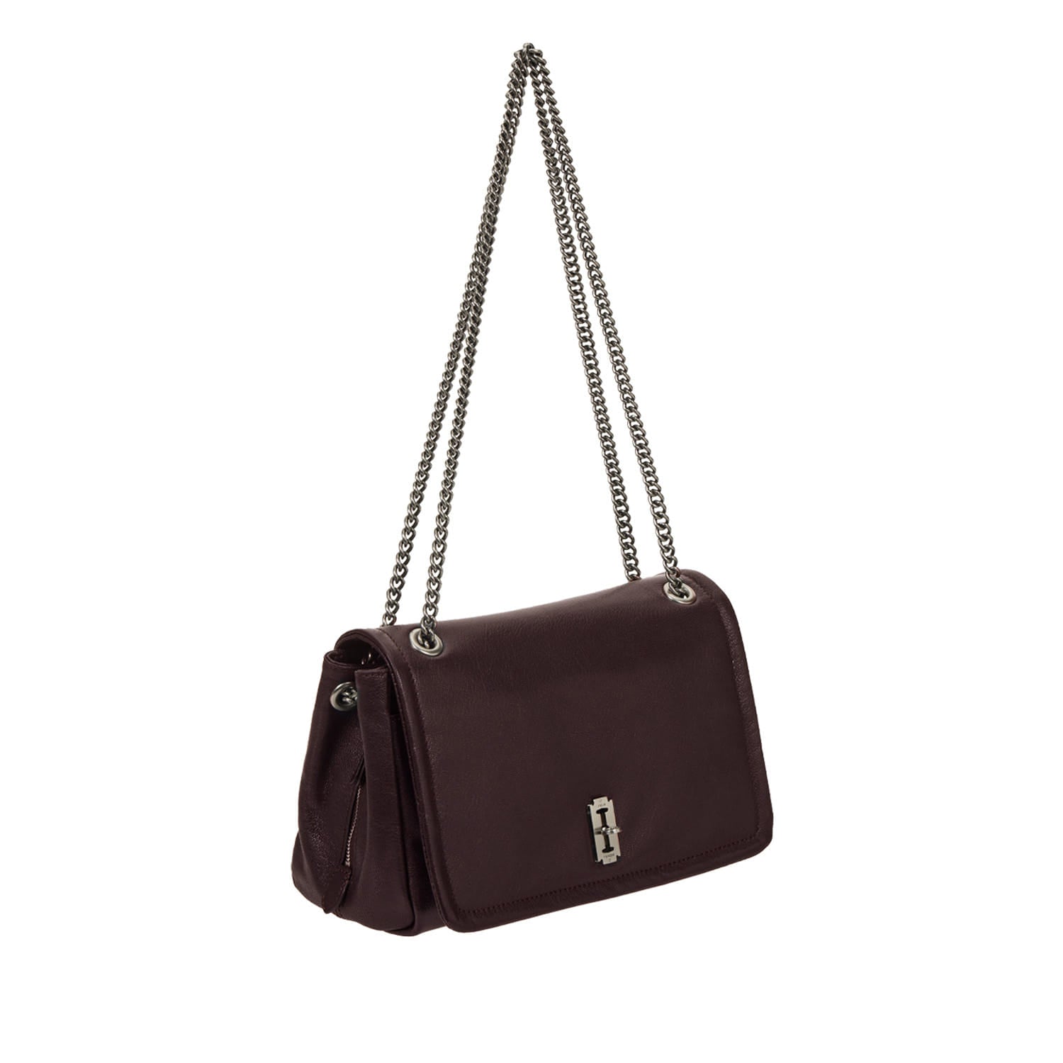Perfec Flap Chain Shoulder M Plum Wine