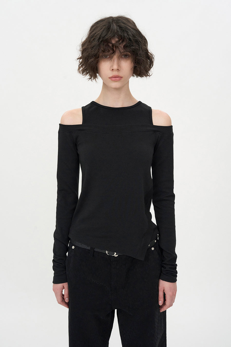 Asymmetric Off-Shoulder Top BLACK