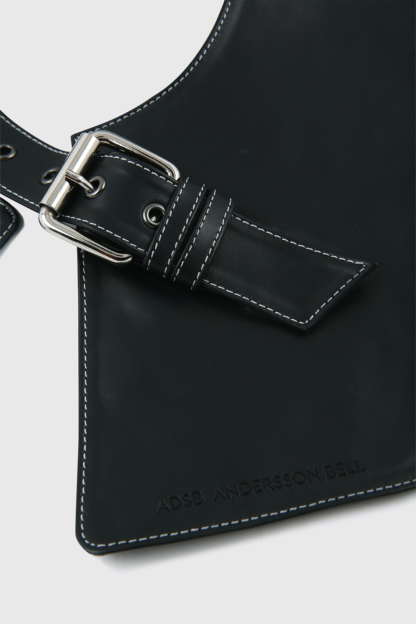 UNISEX LEATHER SLASH SCARF aaa489u (BLACK)