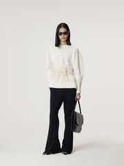 VOLUME SLEEVE STRUCTURED KNIT TOP (IVORY)