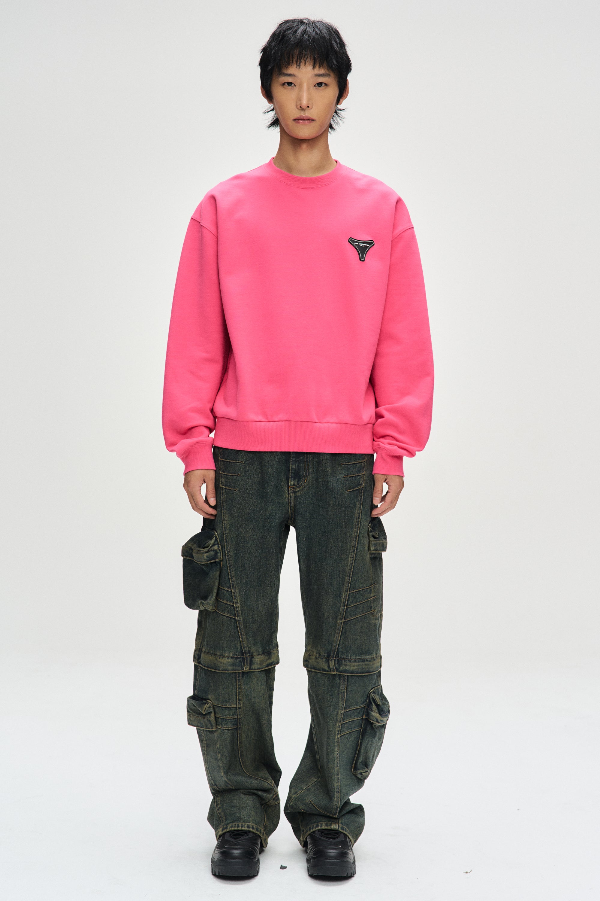 UNISEX STOOL PATCH LOGO SWEATSHIRTS atb1272u (PINK)