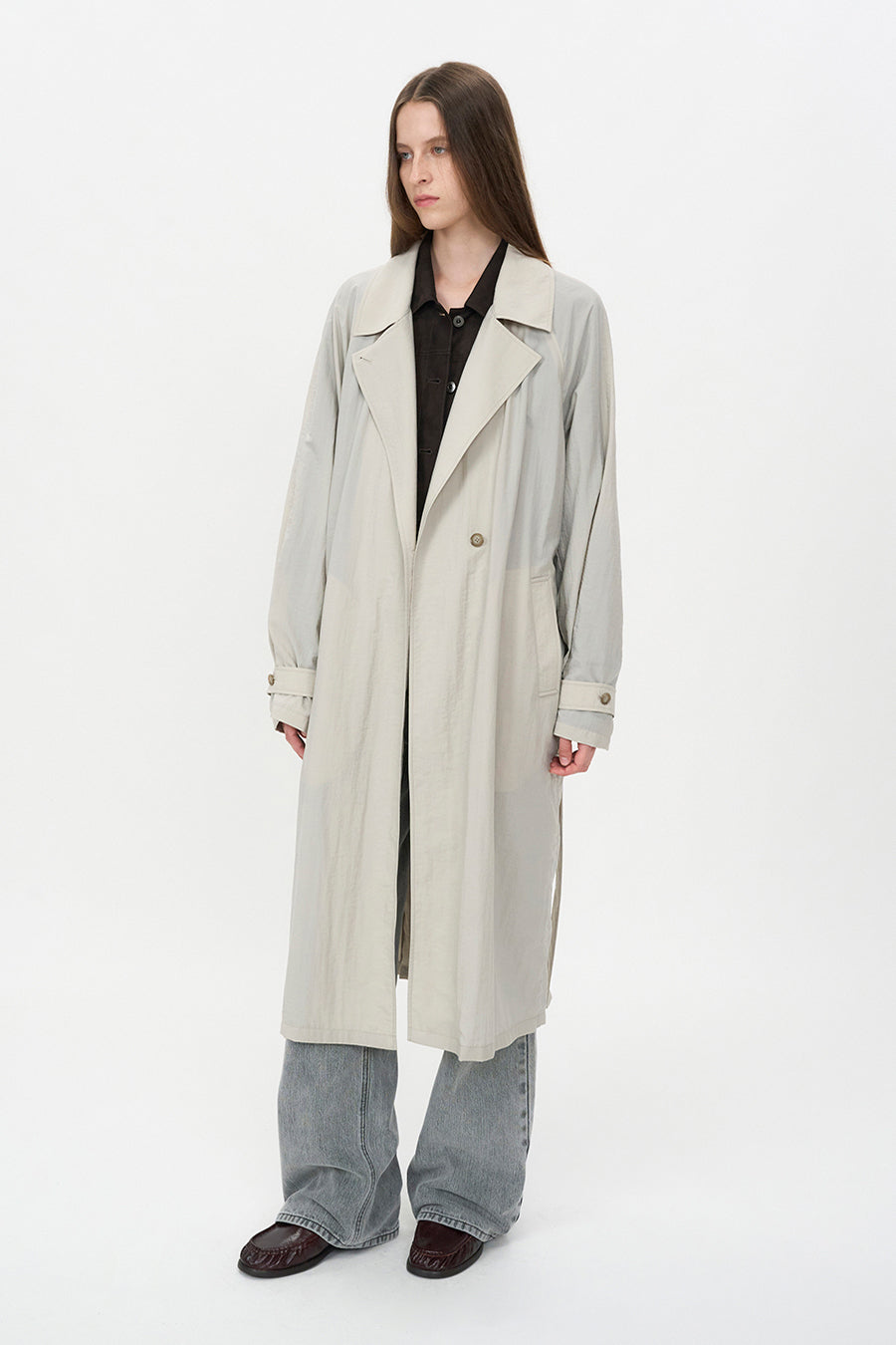 Sheer Nylon Trench ASH BEIGE
