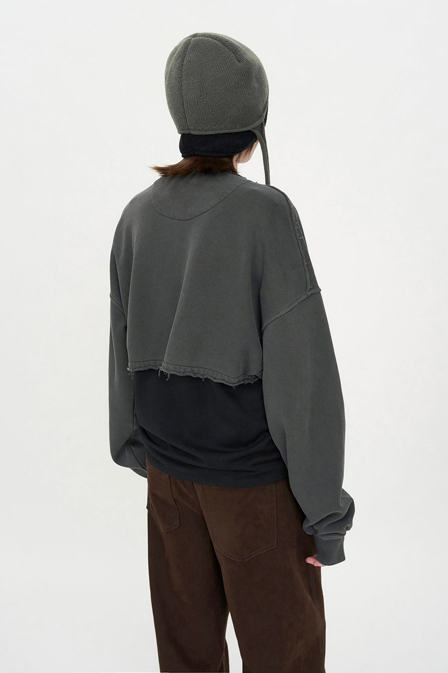 Cutoff Cotton Cardigan CHARCOAL