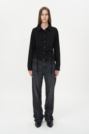 Curving Stud Denim BLACK