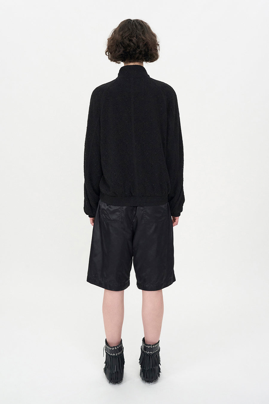 Satin Bermuda Pants BLACK