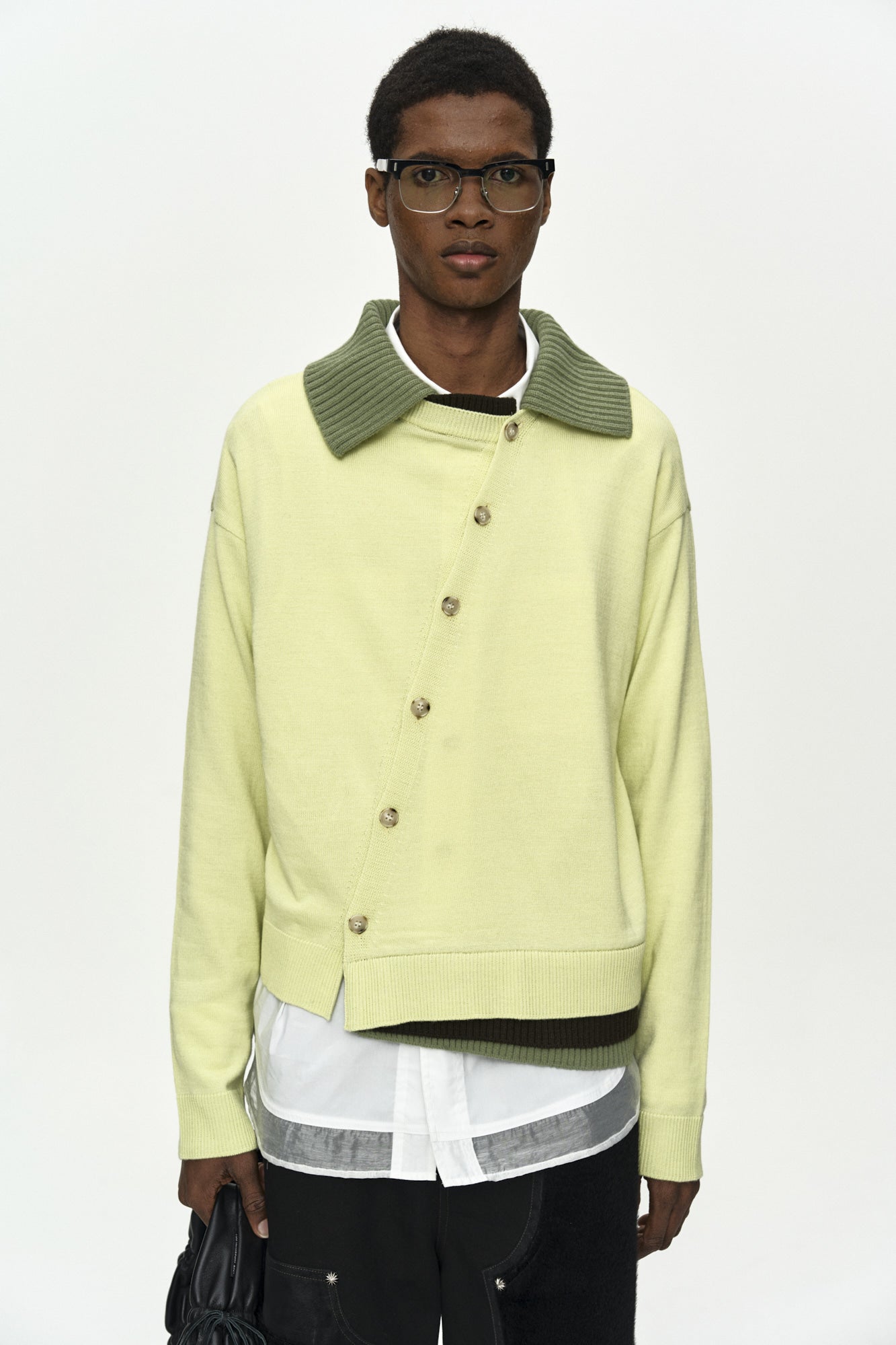 LAYERED COLLAR CARDIGAN atb1428m (LEMON)