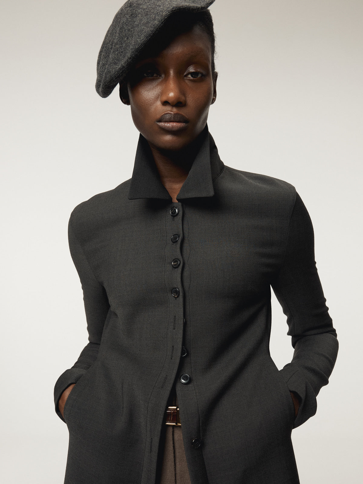 SLIM FIT SHIRT DRESS (CHARCOAL GREY)