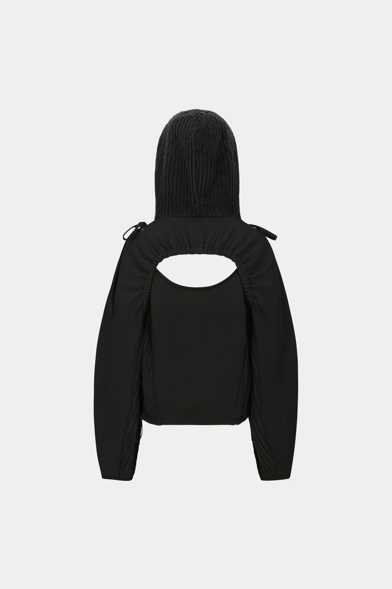 (ESSENTIAL) CUT OUT SHIRRING HOODIE atb1193w(BLACK)