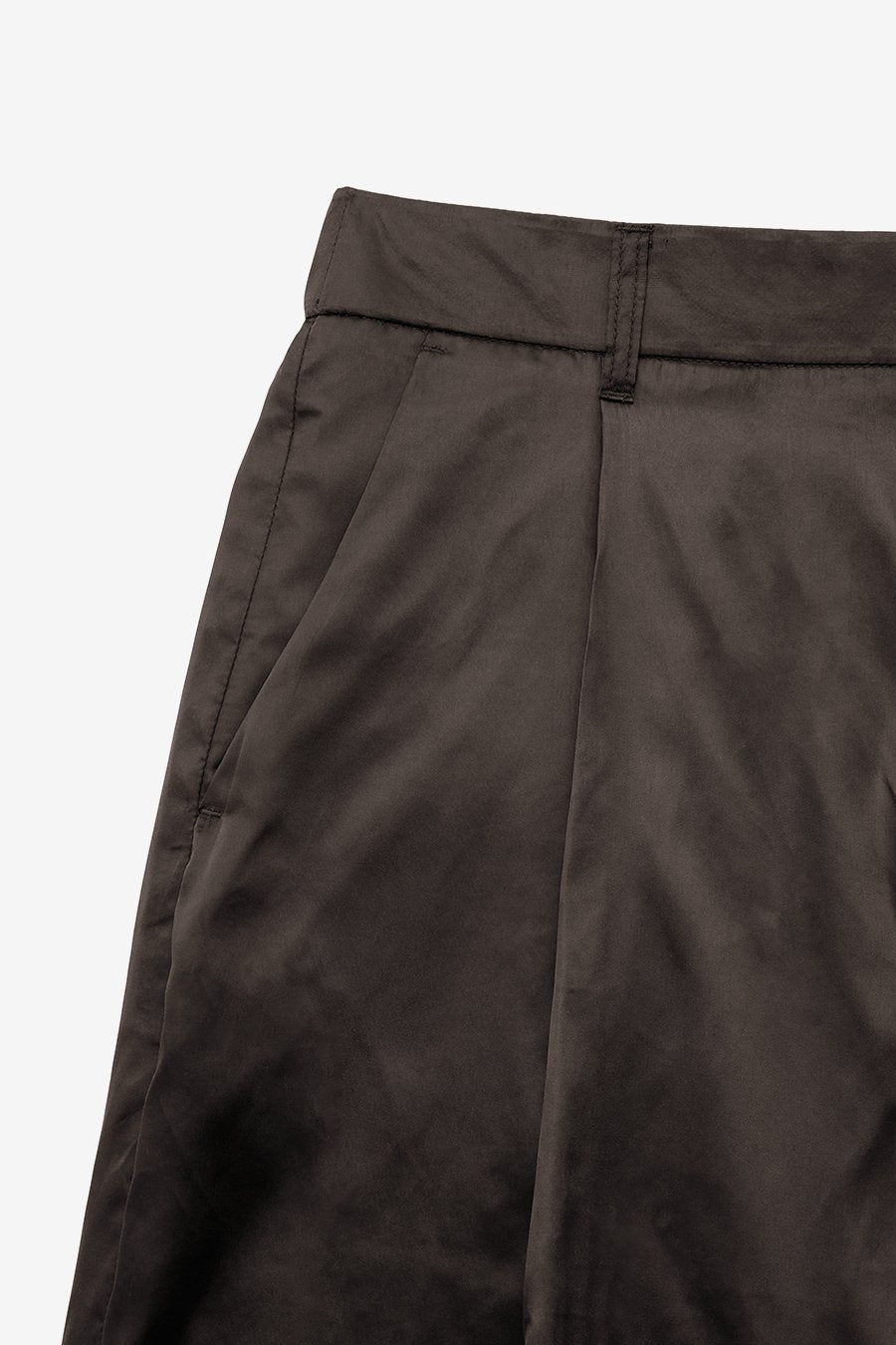 Satin Bermuda Pants BROWN