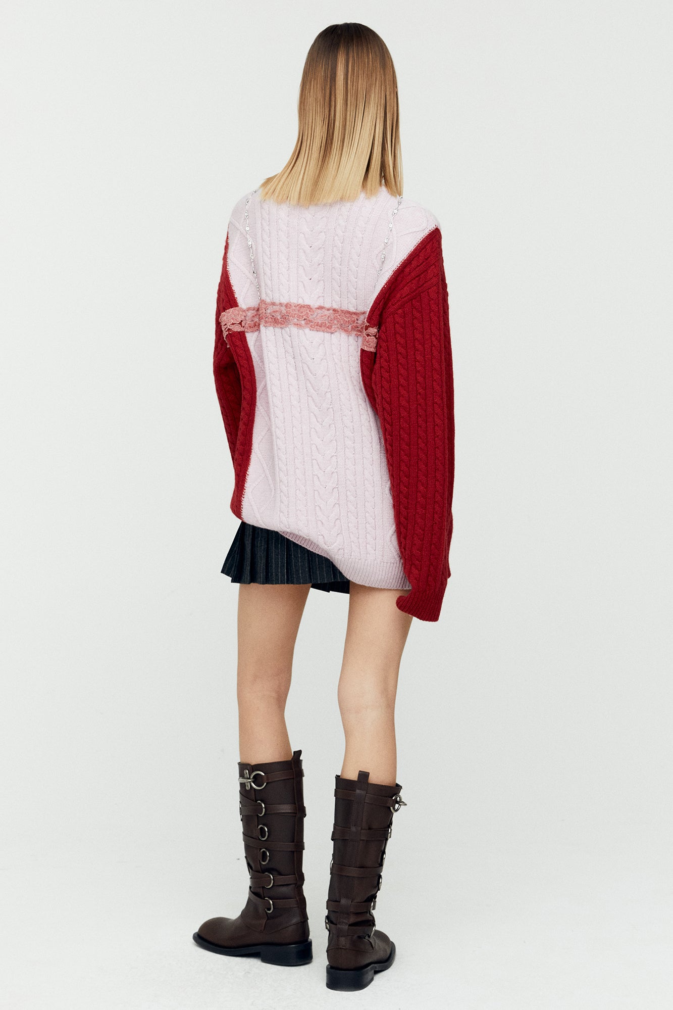 LACE LINGERIE BOYFRIEND-FIT KNIT atb1183w (PINK)