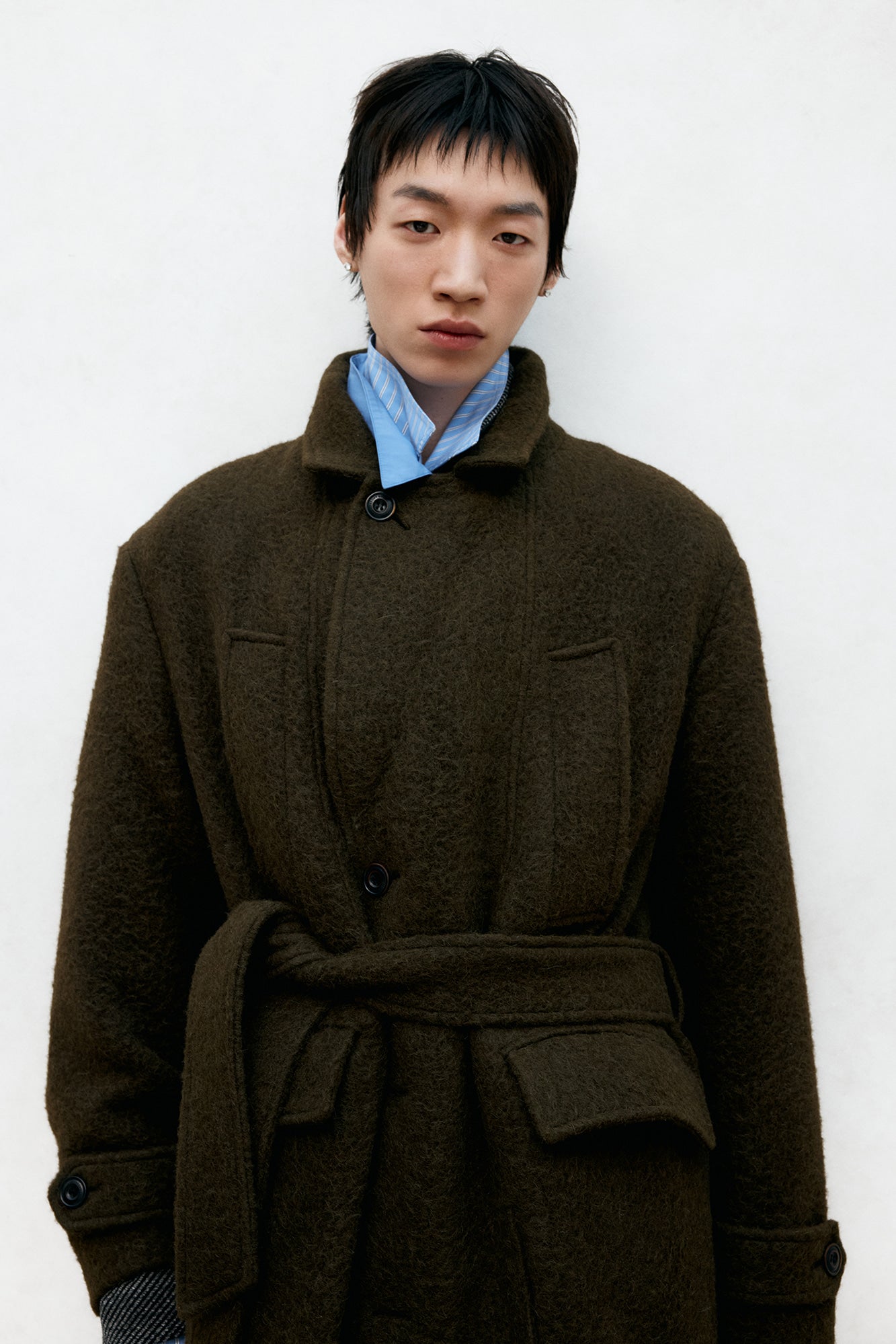 MATTIA SHAGGY WOOL ROBE COAT awa714m (BROWN)