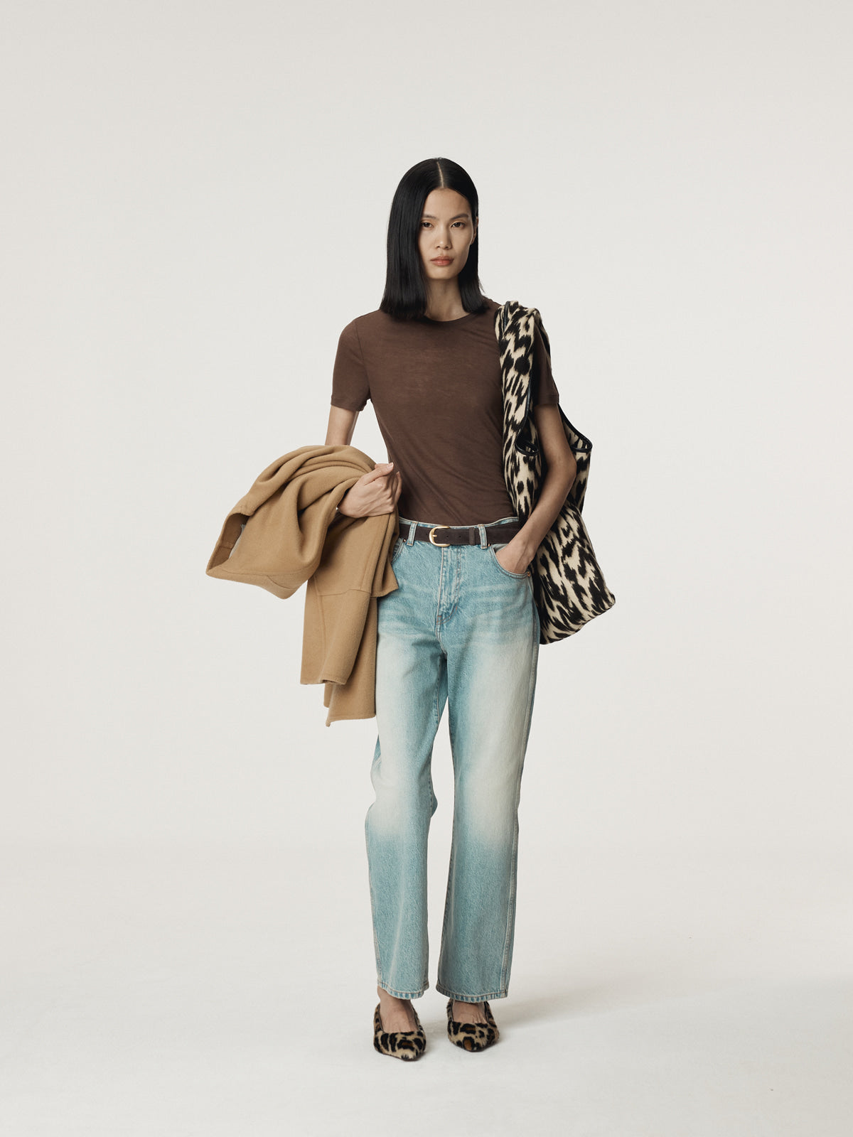 SEMI FLARE DENIM PANTS (LIGHT BLUE)